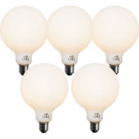 LUEDD Lot de 5 Ampoule LED E27 à intensité variable Opal G125 5W 450 lm 3000K