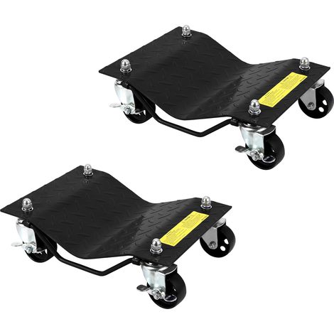 Chariots de déplacement pour roues de voiture (lot de 2) – 1814 kg/4000 lb – acier 4,5 mm – roulettes 360° verrouillables avec freins – 8100 Noir, 2000 lb/paire, 4.5mm grain (1/5)