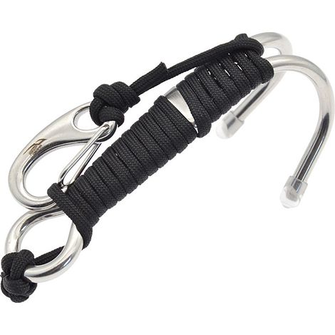 Tauchhaken aus Edelstahl 316, Doppelköpfiger Doppelflusshaken, Sicherheitsseil, seewasserbeständig, Doppelflusshaken für Boote und Yachten - Schwarz - (1/4)