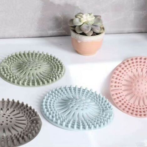4 Bouchons de Drain Douche en Silicone avec Ventouse – Filtre Anti-Cheveux pour Salle de Bain et Cuisine, Lot de 4 (1/4)