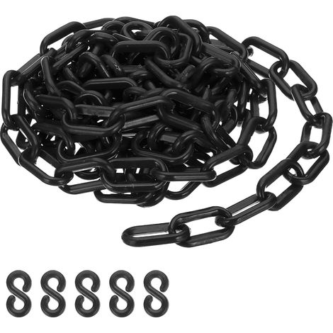 Chaîne en plastique noire, 10 ft 6mm Chaîne de sécurité pour le contrôle de foule, file d'attente, parking, clôture, portail, concert, chantier et décoration (1/5)