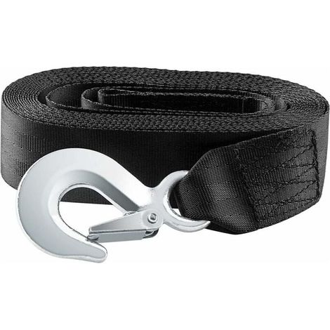 Strap of winch of trailer with mousqueton of safety for boat or car Resistance to the breakage Load of work,black, 4 meters (1/5)