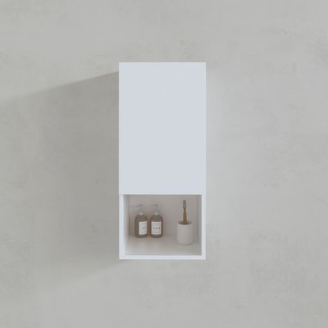 Colonna contenitore bianca - Porta e nicchia - 35x80x32,5 cm