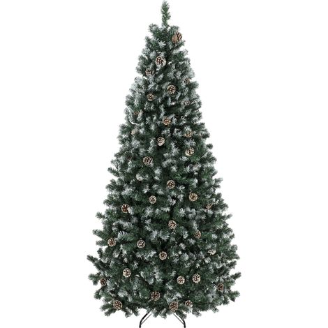 HOMCOM Albero di Natale Innevato Alto 210cm con Pigne e 998 Rami (1/5)