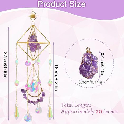Ensemble attrape-soleil JeiibrZui - 4 pendentifs en cristal - Prisme arc-en-ciel pour fenêtre et jardin - Motif étoile, lune, cœur et papillon - (1/5)