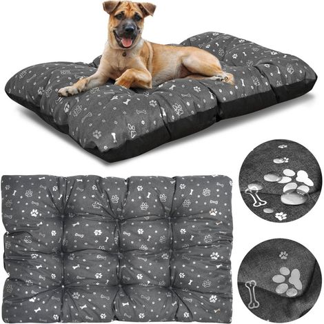 Cuccia per cani PRESTIGE con cuscino 100x70 cm impermeabile, a forma di ossa argentate