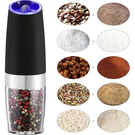 Macinacaffè elettrico (ABS) per erbe aromatiche, macinapepe automatico con alimentazione a gravità e meccanismo a induzione, macinaspezie regolabile, elettrodomestico da cucina (1/4)