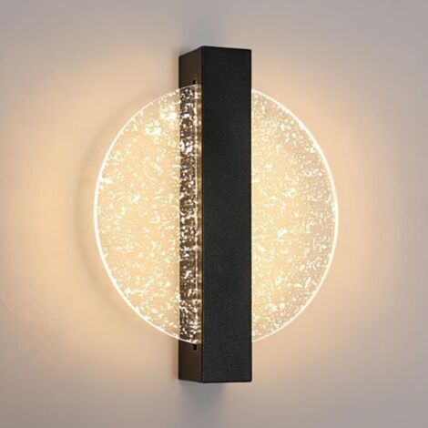 Dimmable 12W LED Wall Sconce, Modern Aluminum Indoor Wall Lamp, LED Bedside Wall Light, Black Round Acrylic Wall Lamp for (1/4)