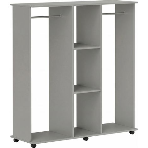 Armario ropero abierto móvil con ruedas 120 x 40 x 128 cm gris MODENUIT (1/5)