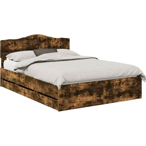Maison Exclusive - Struttura del letto con cassetto Rovere fumé 140 x 190 cm (1/5)