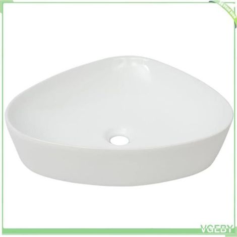Lavabo - V GEBY - Triangulaire - Céramique Émaillée - 50,5 x 41 x 12 cm - Blanc (1/4)