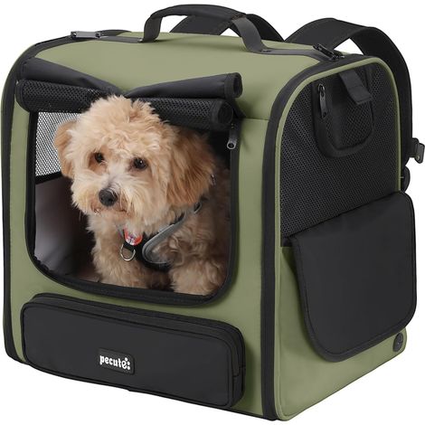 Sac à Dos Chat Chien élargi,Sac de Transport pour Chat Petit Chien Respirant Siège d'Auto pour Animaux Stable et Sécurisé Adapté à la Randonnée, au Trekking, et aux Voyages en Voiture (1/5)