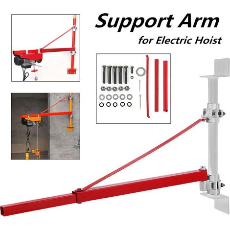 Treuil électrique 600kg avec bras support et potence de levage pour échafaudage, fixation murale, poulie de levage robuste, équipement de chantier (1/5)