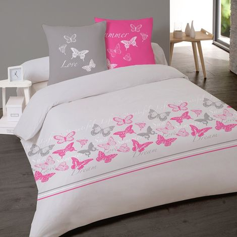 Housse de couette 240x220 Butterflies + 2 taies coton 57 fils (1/3)