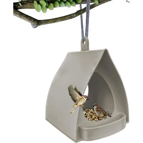 Mangeoire à Oiseaux Design Ouvert Station d'alimentation Oiseaux Mangeoire à Oiseau Suspendue en Forme de cabane avec Toit Mangeoires décoratives d'extérieur pour Oiseau Sauvages écureuils