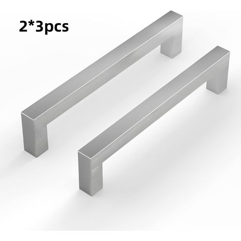 6er-Pack silberfarbene Küchenschrankgriffe aus Aluminiumlegierung (105 x 8 x 29 mm), Schubladengriffe für Küchenmöbel, 96 mm Mittenabstand (1/5)