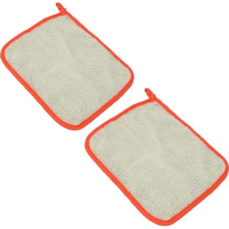 Lot de 2 gants de toilette en nylon maillé fin, double face exfoliante, nettoyage profond, serviette visage orange, polyvalente (1/5)