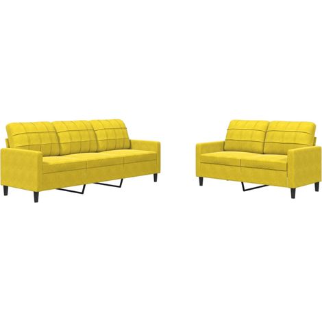 vidaXL Set di Divani 2 pz con Cuscini giallo in Velluto (1/5)