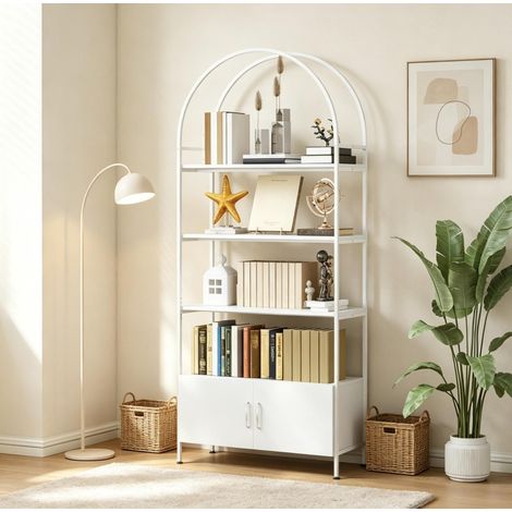 Mobile contenitore a 4 livelli con armadio a doppia anta, 80 x 30 x 187 cm, bianco OKMYHOME (1/5)