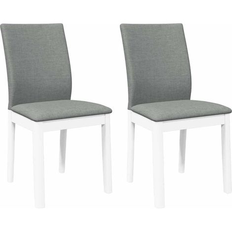 Lot de 2 Chaises à manger，Chaise de cuisine coussins blanc bois massif caoutchouc CFW42594 (1/5)