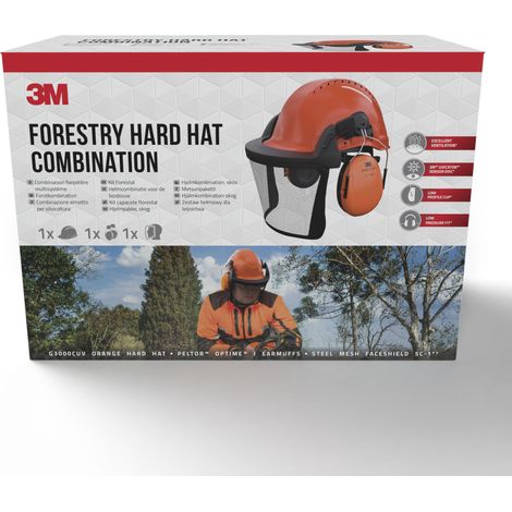 Kit de protection pour forestiers et paysagistes 3M G3000CUVFORESTC1, avec casque, coquilles antibruit, visière grillagée en acier inoxydable, 1 kit/paquet (1/5)