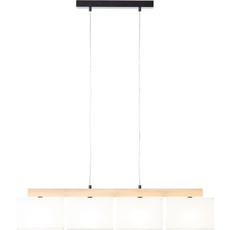 BRILLIANT Lampe, Rayan Pendelleuchte 4flg eiche geölt/weiß, 4x A60, E27, 25W, Holz aus nachhaltiger Waldwirtschaft (FSC) (1/3)