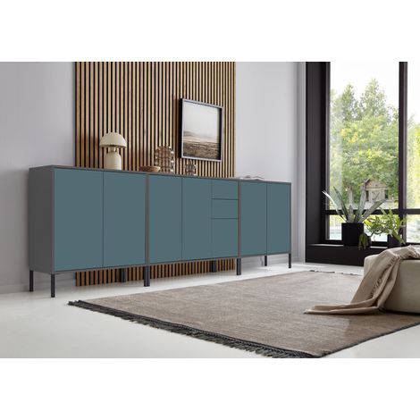 BMG Möbel Sideboard mit Metallfüße »Mailand Set 6«, Korpus in Anthrazit und Fronten in Petrol, Anti-Fingerprint-Beschichtung (1/5)