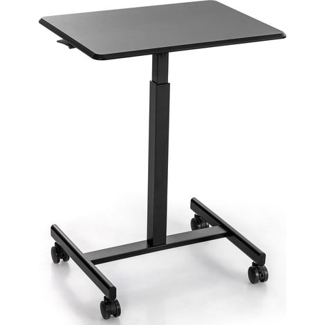 COSTWAY Tavolino da Letto e Divano per PC con 2 Ruote Bloccabili, Tavolino Serviletto Regolabile in Altezza, Tavolino per Mangiare e Lavorare da Ospedale e Salotto, Portata 80 kg (Nero) (1/5)