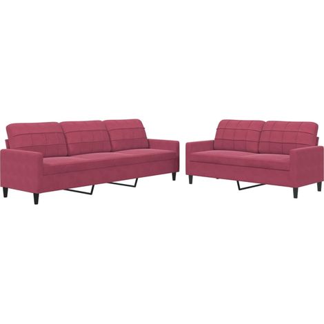 Maison Exclusive - Set di Divani 2 pz con Cuscini Rosso Vino in Velluto