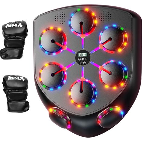 Music Boxing Machine Adulte, 9 Modes de 9 Vitesse Boxe Mural Musique avec Gants de Boxe, Machine de Boxe Musicale Comptage Musicboxing pour Entraînement à la Maison (8 cibles) (1/5)