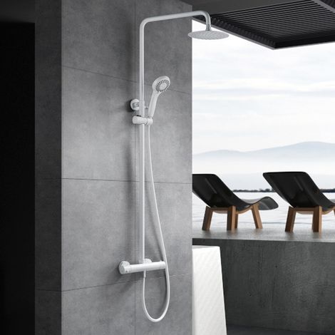 IMEX - columna ducha termostática con grifo blanco