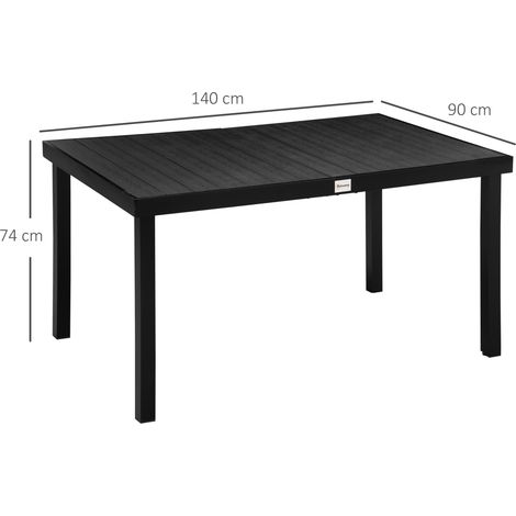Table à manger jardin noir 140x90x74cm aluminium-plastique facile d’entretien,pour 6 personnes,adapté patio et mobilier extérieur. (1/5)