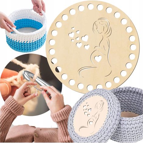 Base in compensato per cestino, cerchio di 15 cm. Base per borsa all'uncinetto. Fondo. (1/5)