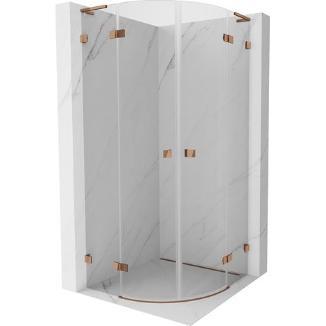 Mexen Lunar L Rundduschenkabine mit Schwingtür 100 x 100 cm, transparent, Roségold - 833L-100L-100P-60-00 (1/5)