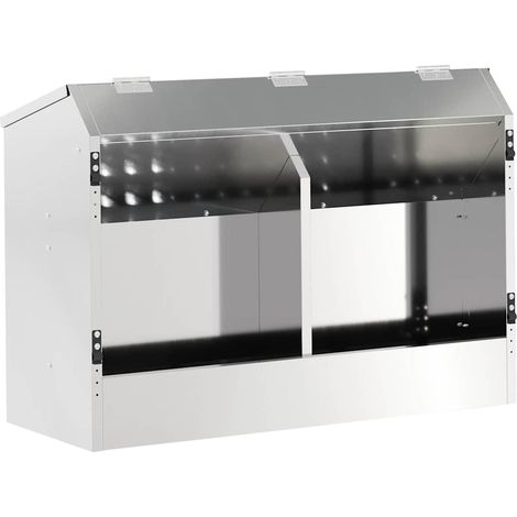 Rabbit Feeder Silver 64.5 x 25.5 x 45.5 cm Galvanised Steel vidaXL