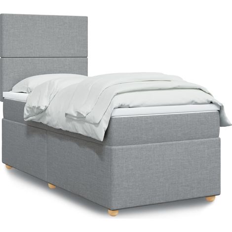 Boxspringbett mit Matratze Hellgrau 80x200 cm Stoff