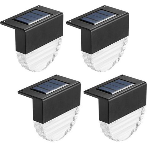 4 Lampes solaires, étanche IP44, 2 modes lumière, pour clôture, jardin, escalier (1/4)