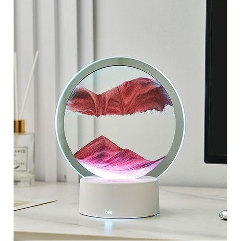 Lampe de table à sable dynamique avec lumière LED, art de sable en mouvement, peinture à sable fluide 3D, sable fin, décor mer profonde, dimensions 16x9.5x19cm (1/4)
