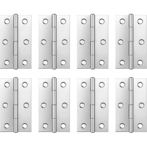 Dailygoods, Bisagra para puerta, 8 piezas, Acero inoxidable invisible, 66 x 37 mm, Placa de reparación de bisagras, Duradera (1/5)