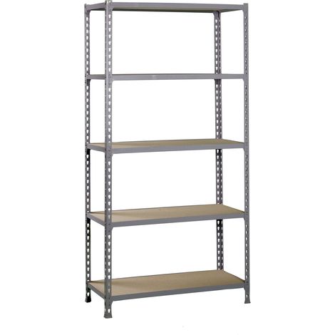 Estantería metálica sin tornillos SIMONCLICK de 5 estantes (200x120x40cm) GRIS Y MADERA (1/5)