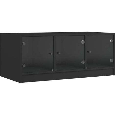 Maison Exclusive - Tavolino da Salotto con Ante in Vetro Nero 102x50x42 cm