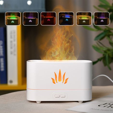 Umidificatore con diffusore a fiamma, diffusore di fragranze migliorato per oli essenziali, aromaterapia a ultrasuoni, umidificatore con nebulizzazione a fiamma - Crezuo