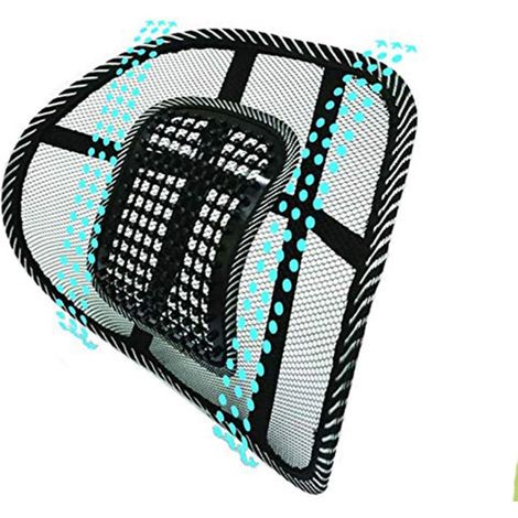 Support lombaire, coussin de soutien dorsal avec billes de massage, respirant, pour voiture, maison et chaise de bureau (noir) (support lombaire avec billes) (1/5)