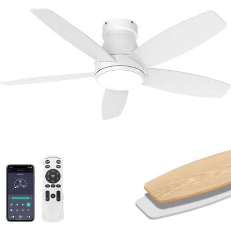 Ventilateur Plafond avec Lumiere,107cm Ventilateur Plafond Silencieux avec Telecommande,6 Vitesses,Dimmable, Mémoire Fonction, Montage Encastré,blanc (1/5)