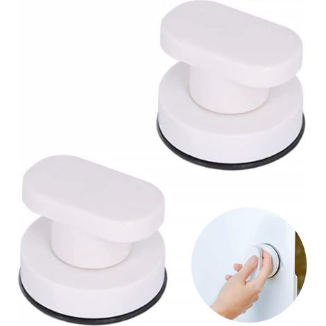 Tirador de puerta con ventosa, tirador portátil para cajones, armarios y puertas, 2 unidades (blanco) (1/5)