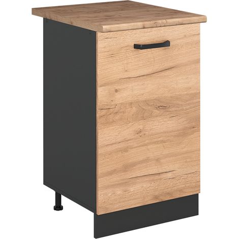 Mobiletto base cucina R-Line, Rovere dorato/Antracite, 50 cm piano di lavoro Rovere dorato, Vicco