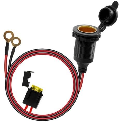 BUNTHAUS Wasserdichte 12V-24V Zigarettenanzünderbuchse – 3 m langes 14 AWG Verlängerungskabel mit Flachsicherungshalter, für Boot, Motorrad, Auto