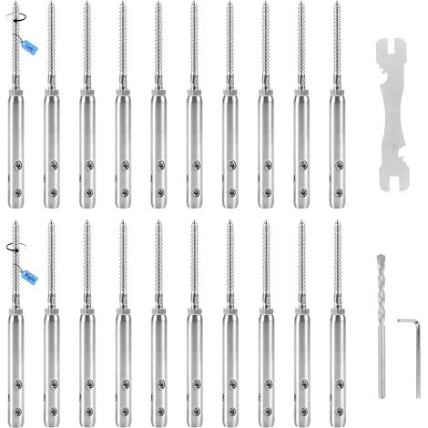 Wire Rope Tensioner for Fencing 3mm Tensioner Screw T316 Stainless Steel Wire Rope Fixing Kit for Cable and Railing - 10 Right (1/5)