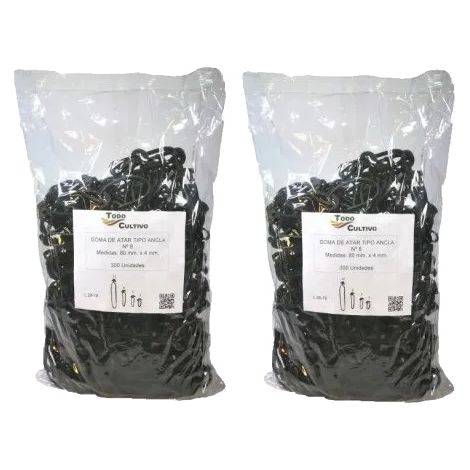 Anclaje elástico de caucho EPDM, 600 unidades, 8 cm de largo, para ramas de hasta 5 cm, elástico y resistente a la intemperie. (1/5)