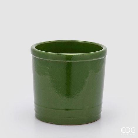 EDG Enzo De Gasperi Vaso Glaze Cilindro Verde Ceramica 23 cm